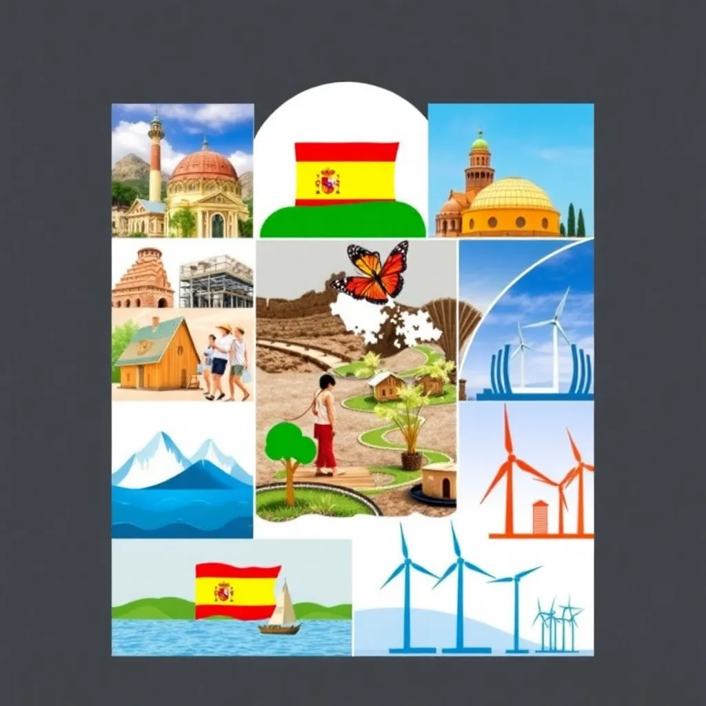 Diversos sectores económicos españoles representados en un collage visual